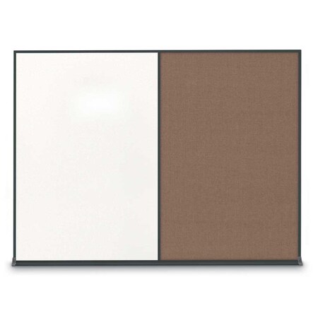 United Visual Products Double Door Radius Corkboard, 60"X36", B UV8004-BLACK-AMETHY